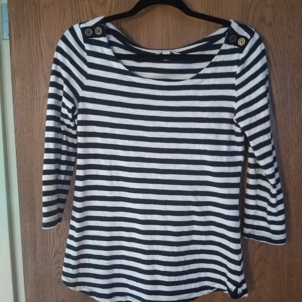 Banana Republic navy and cream striped top